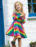 Frugi Sophia Skater Dress Foxglove, Rainbow Stripe