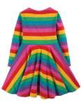 Frugi Sophia Skater Dress Foxglove, Rainbow Stripe