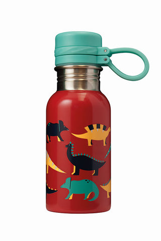 Frugi Splish Splash Steel Bottle - True Red Dinos
