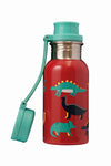 Frugi Splish Splash Steel Bottle - True Red Dinos
