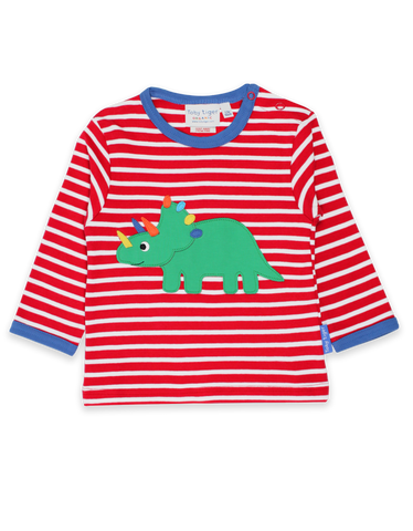 Toby Tiger Organic Triceratops Applique T-Shirt