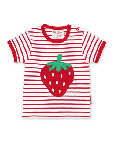Toby Tiger Organic Strawberry Applique T-Shirt